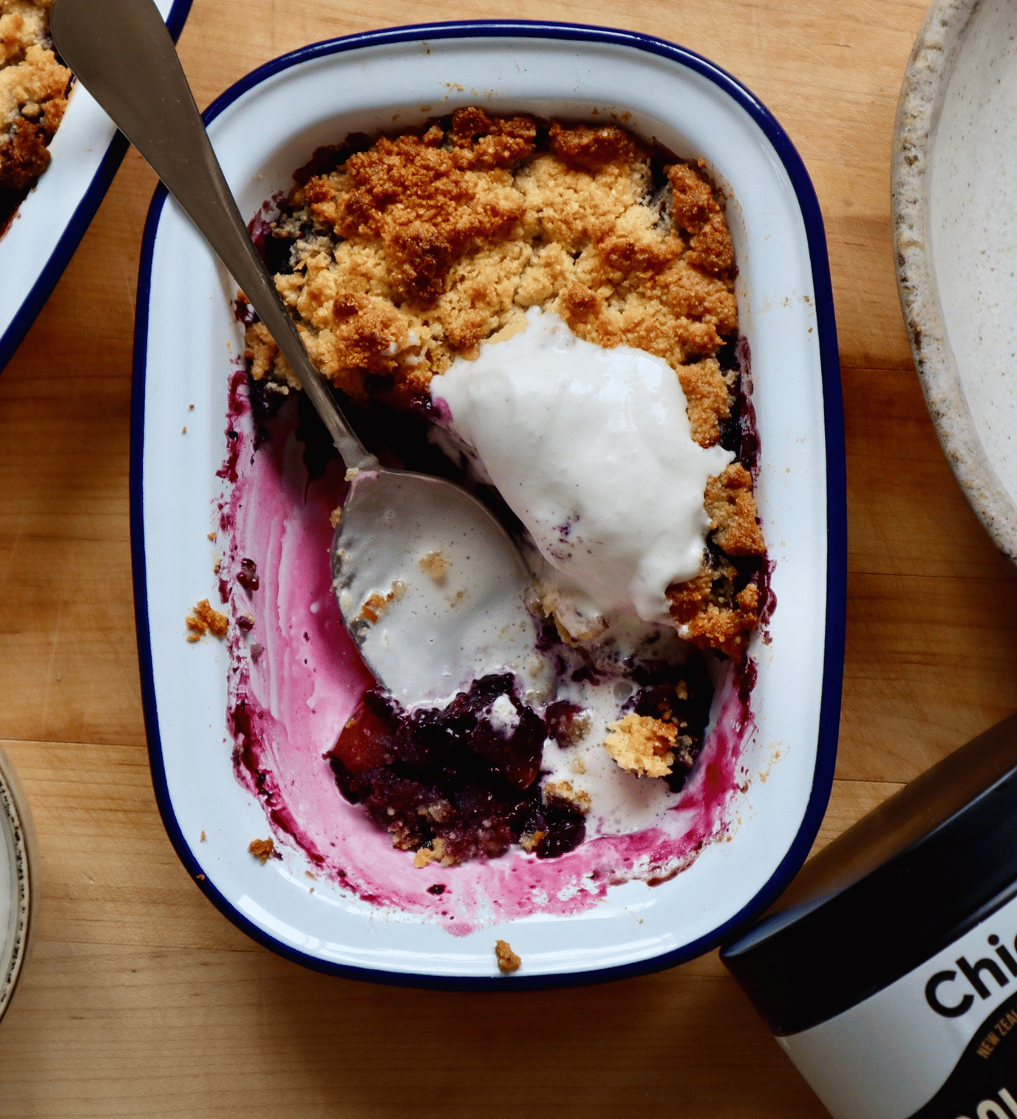 Apple & Wild Blueberry Crumble with Whipped Colostrum Coconut Cream 