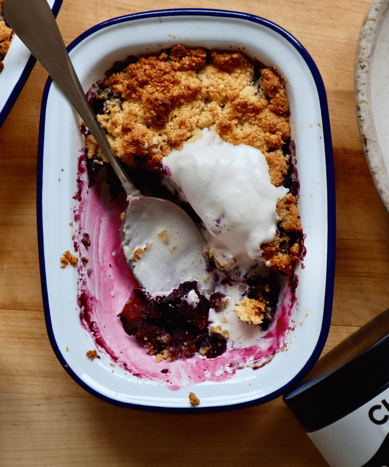 Apple & Wild Blueberry Crumble with Whipped Colostrum Coconut Cream 