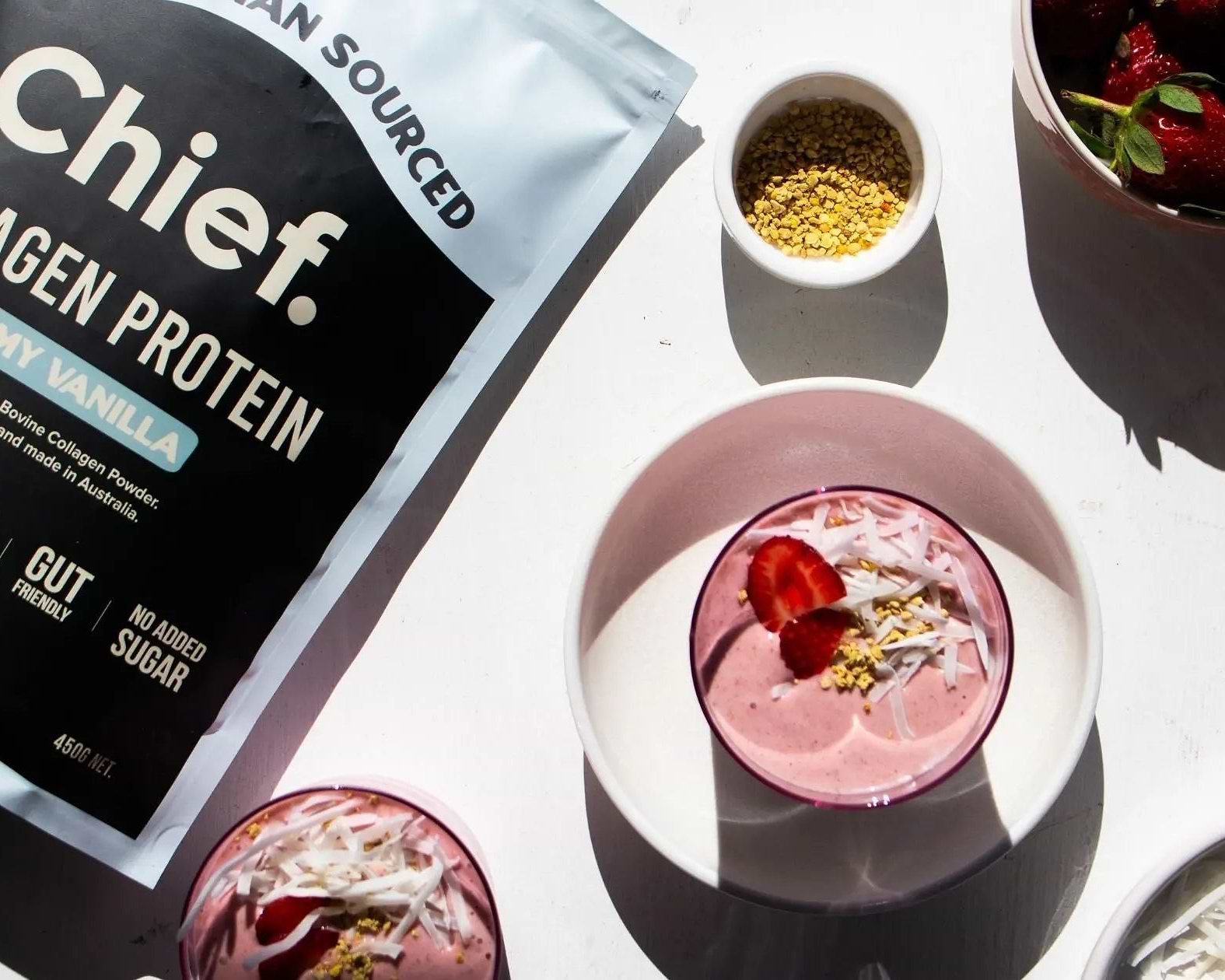 Strawberry Cheesecake Collagen Smoothie - Chief Nutrition