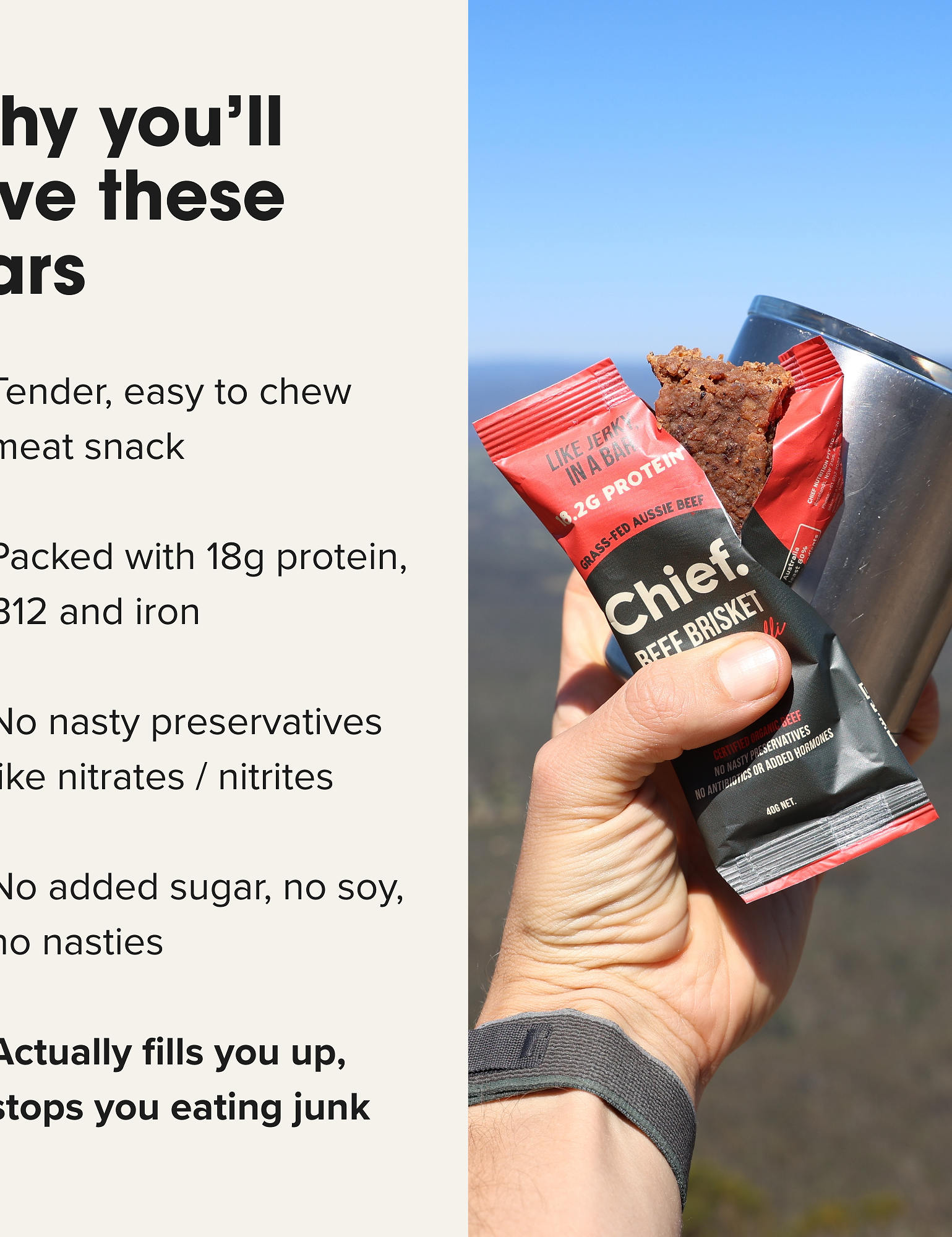 Organic Beef Bars - Cayenne Chilli