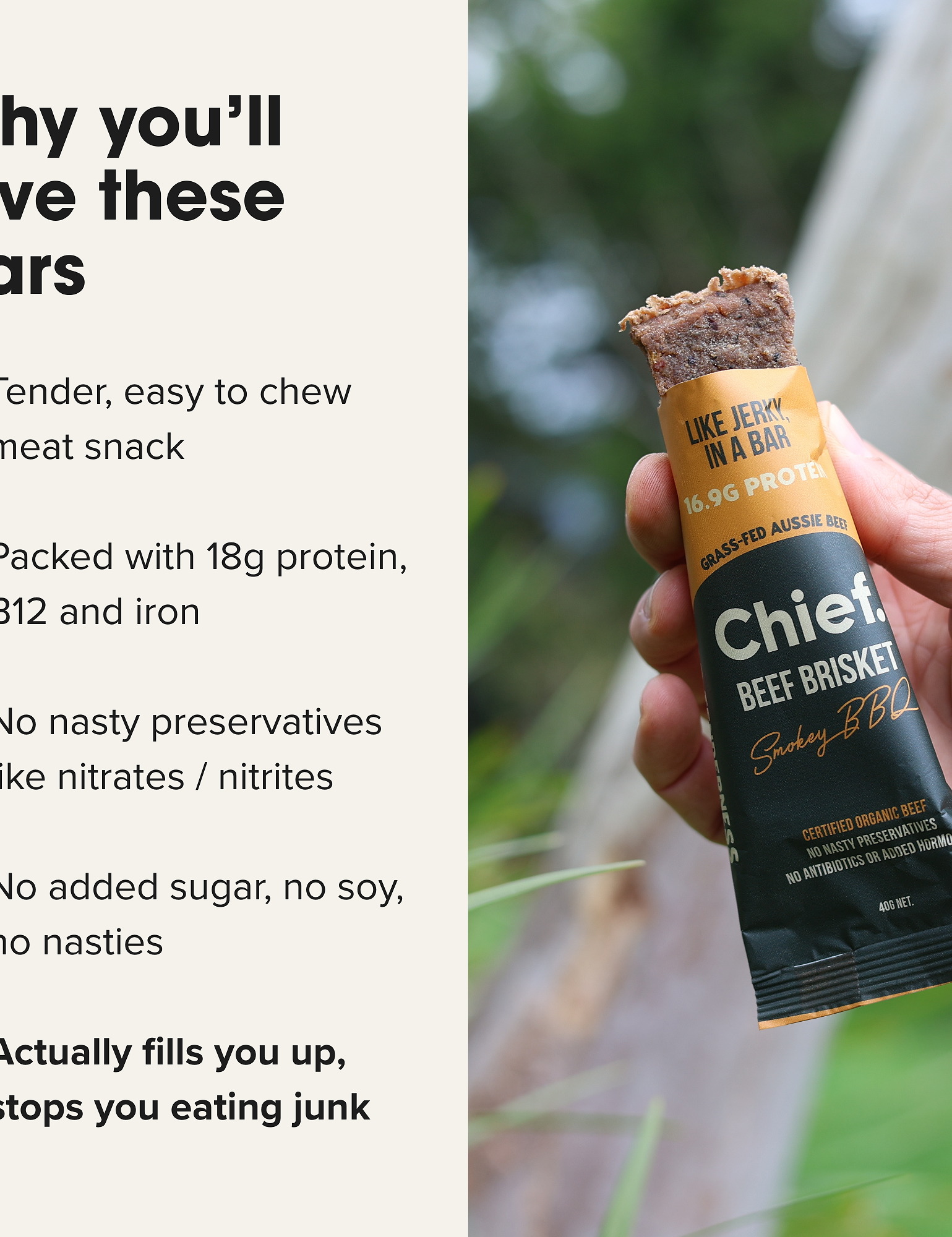 Organic Beef Bars - Smokey BBQ