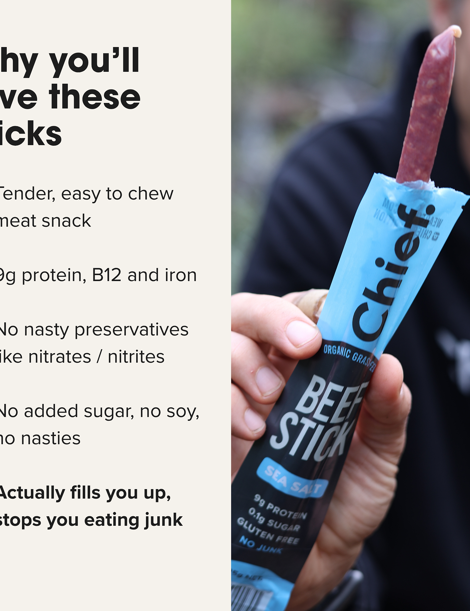 Organic Beef Sticks - Sea Salt