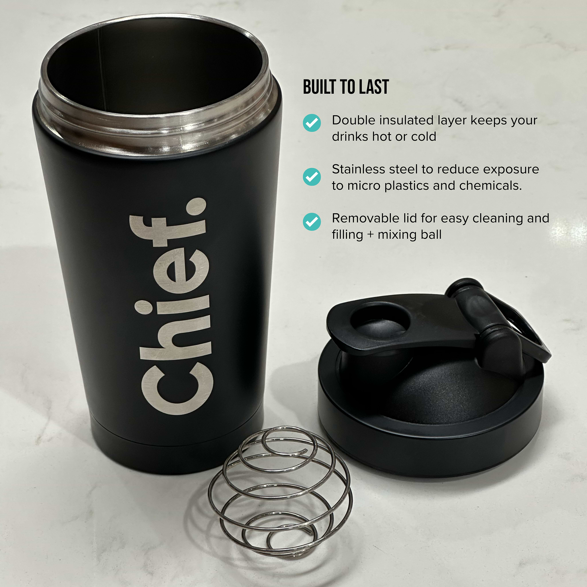 Chief Stainless Steel Protein Shaker 500ml