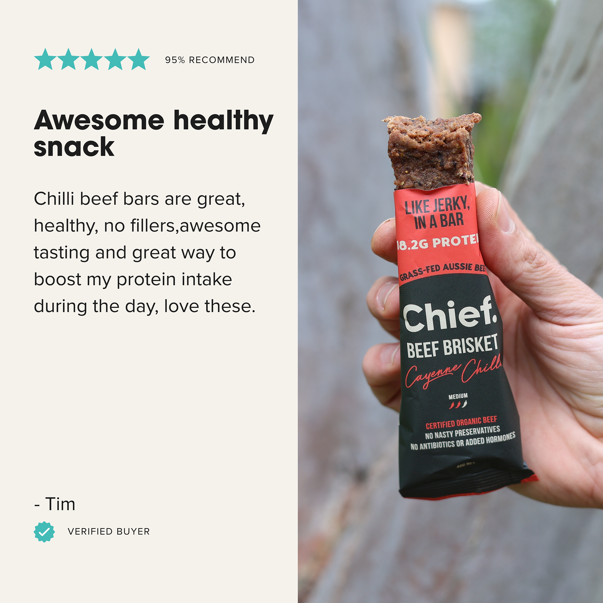 Organic Beef Bars - Cayenne Chilli