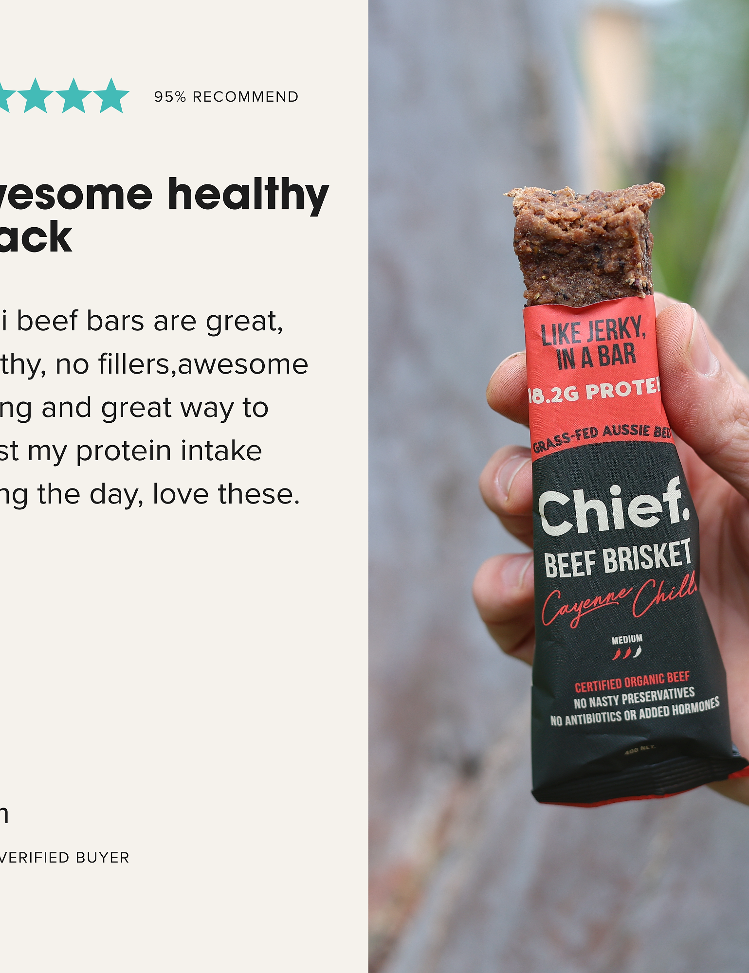 Organic Beef Bars - Cayenne Chilli
