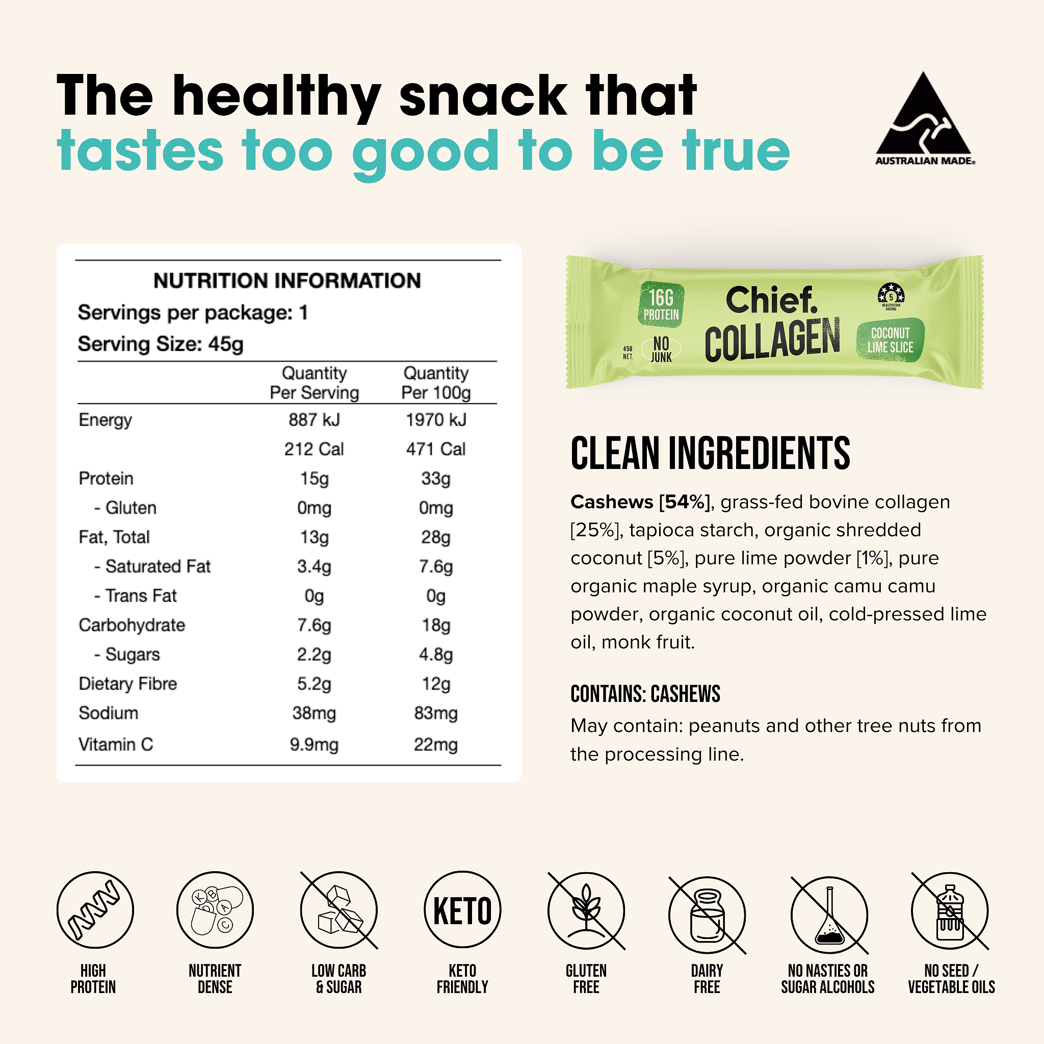 Collagen Protein Bars - Coconut Lime Slice