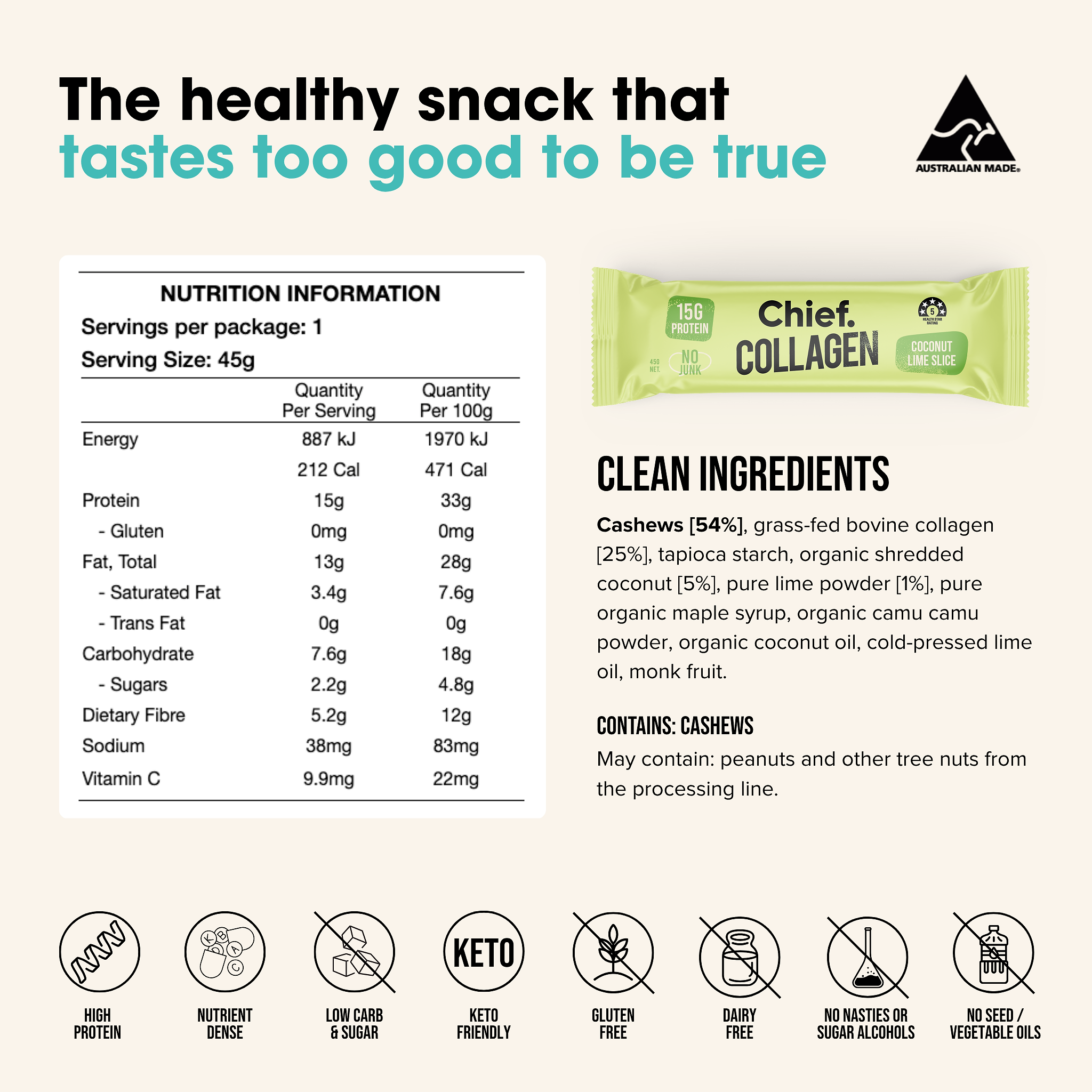Collagen Protein Bars - Coconut Lime Slice