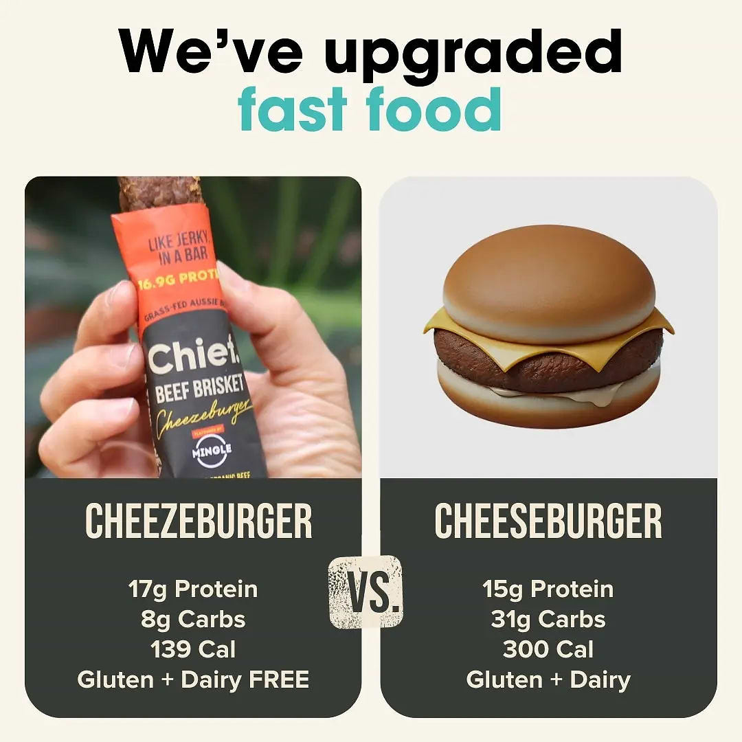 Organic Beef Bars - Cheezeburger