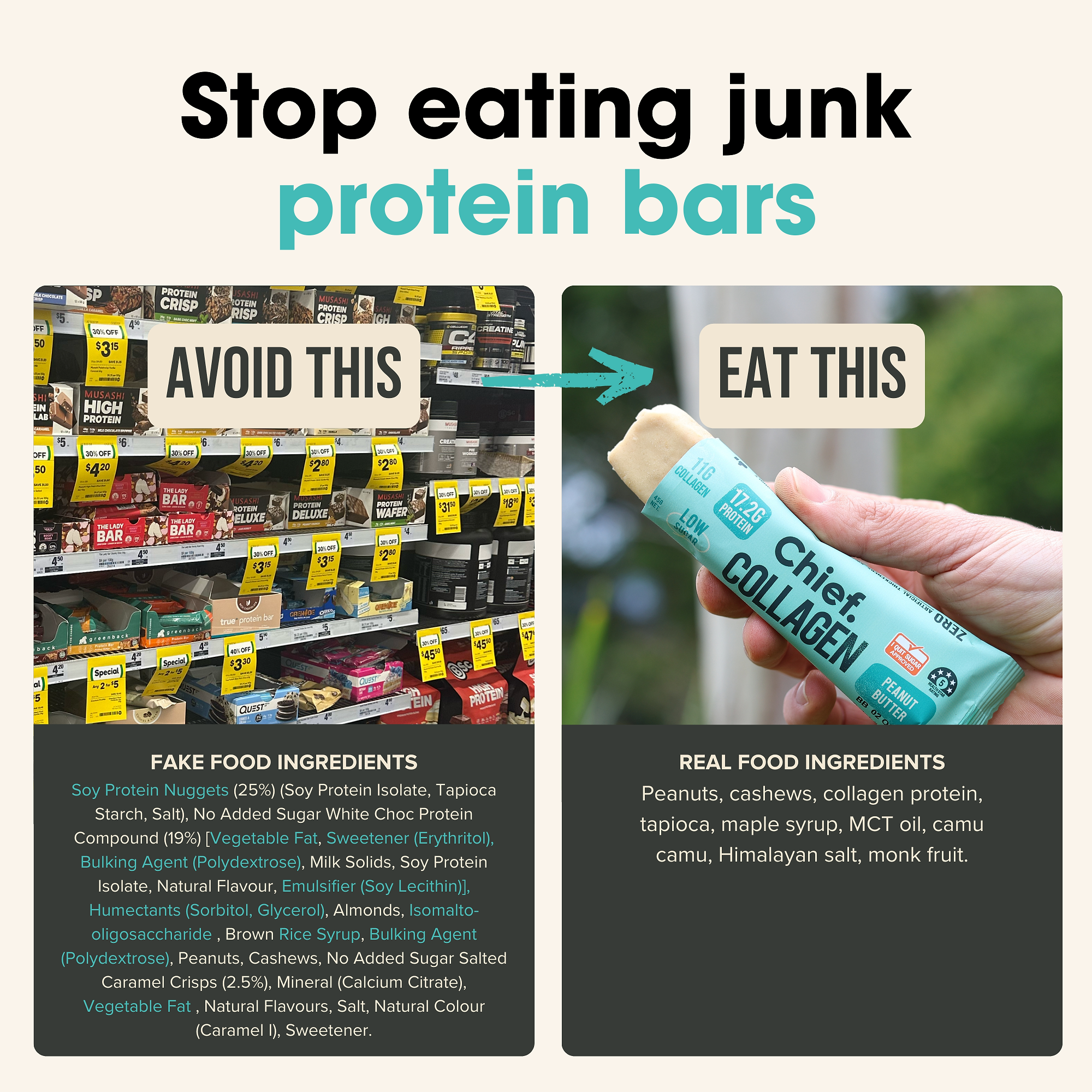 Collagen Protein Bars - Peanut Butter Bar (Batch Tested)
