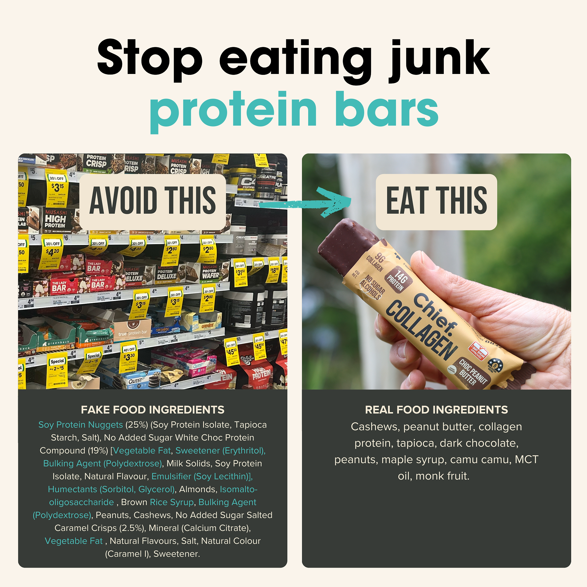 SHORT DATED Collagen Protein Bars - Choc Peanut
