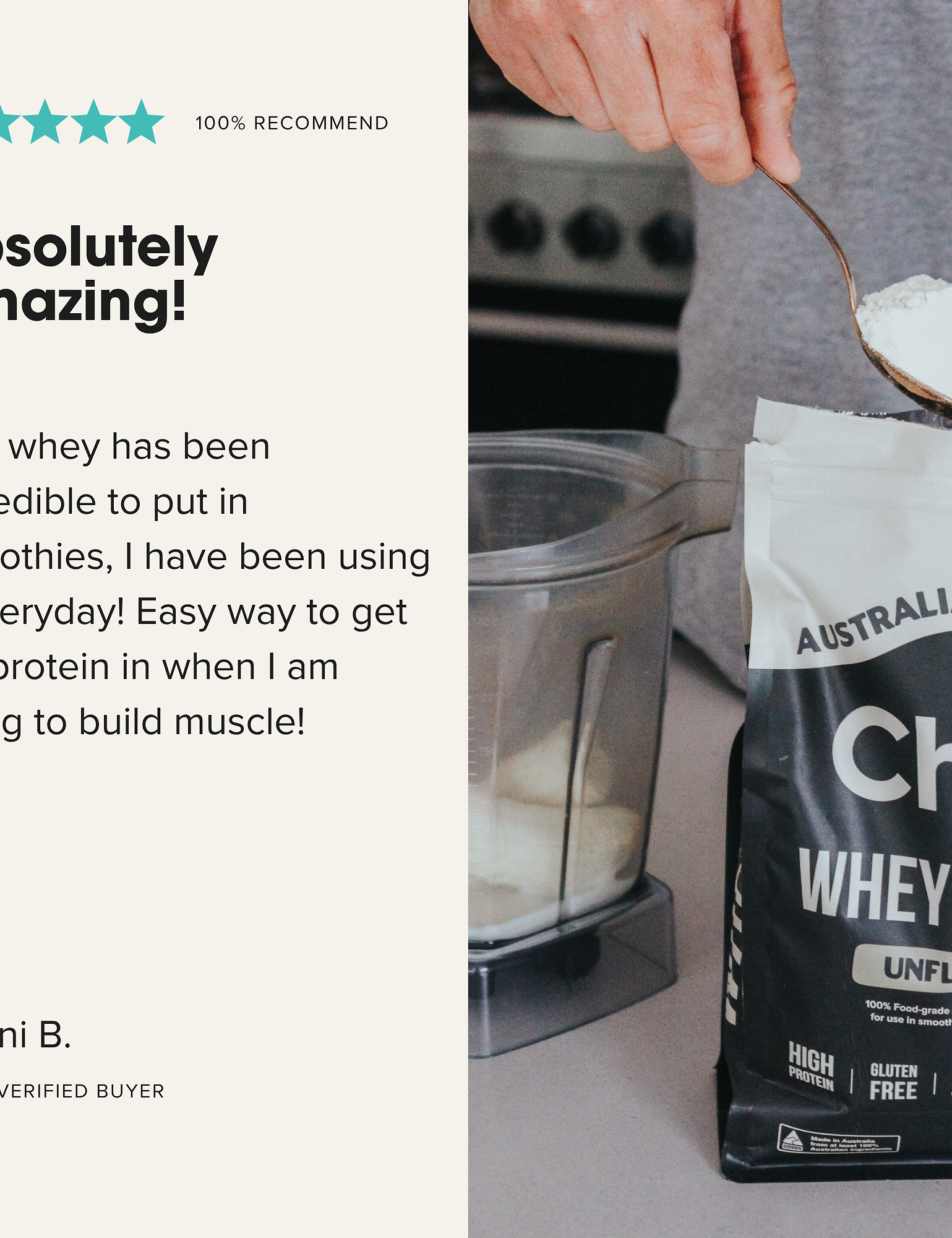 Grass-fed Whey Protein Powder - Unflavoured