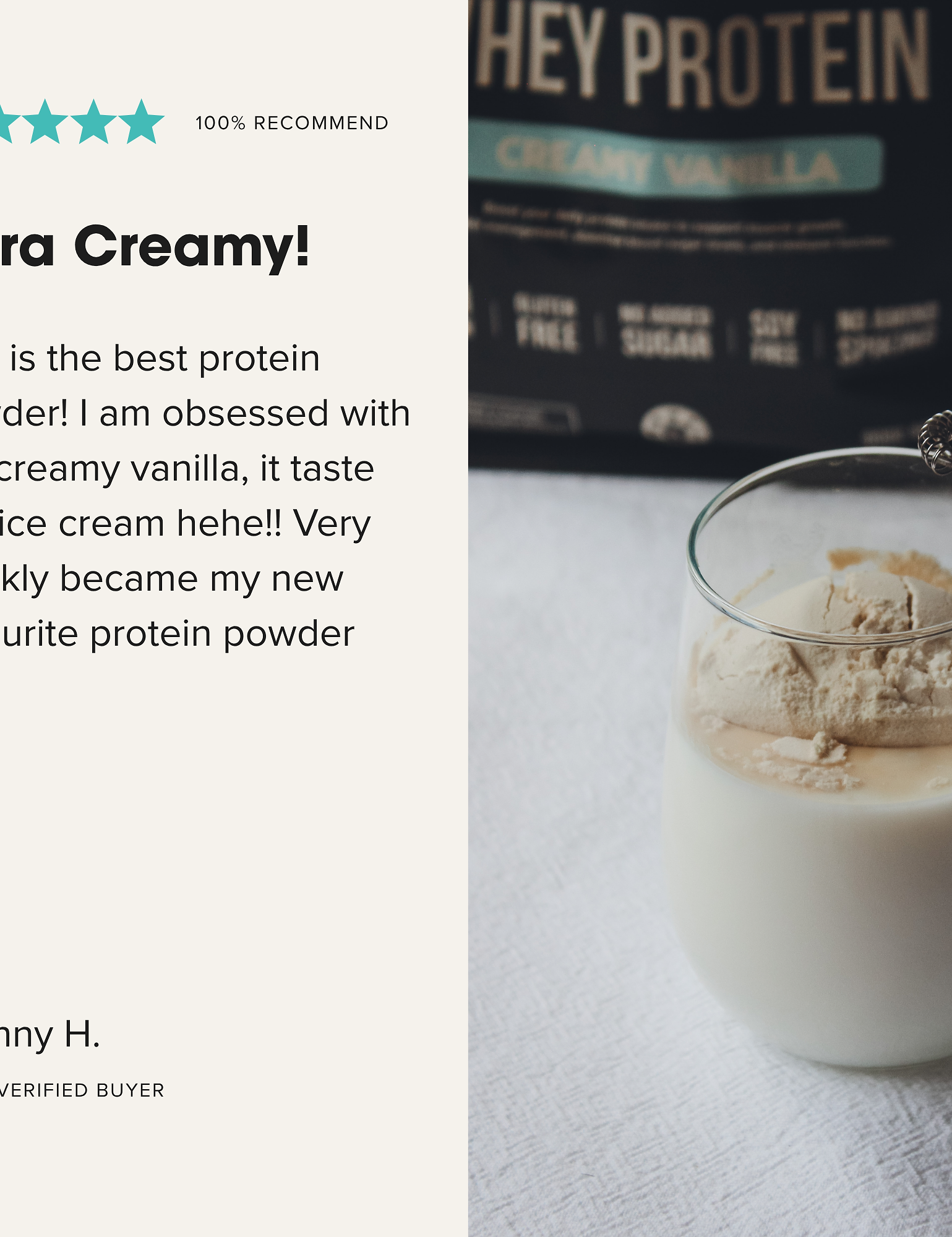 Grass-fed Whey Protein Powder - Creamy Vanilla