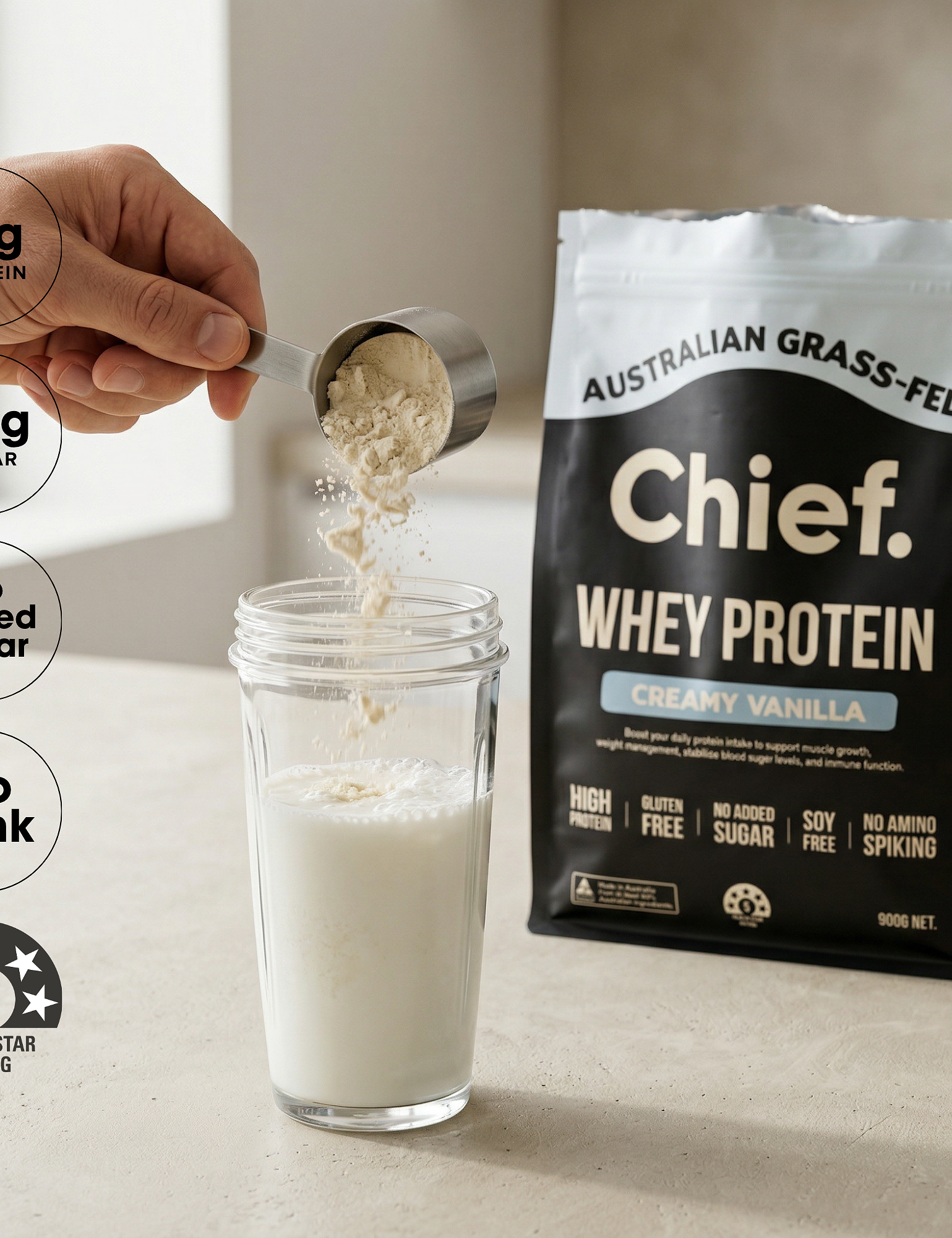 Grass-fed Whey Protein Powder - Creamy Vanilla
