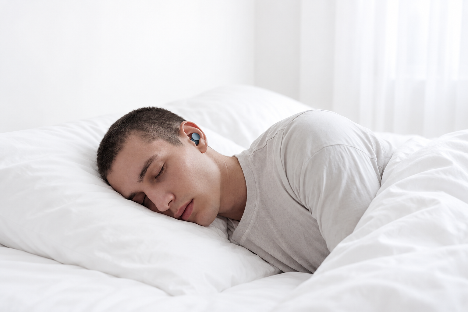 Low-profile silicone earplugs designed for side sleeping