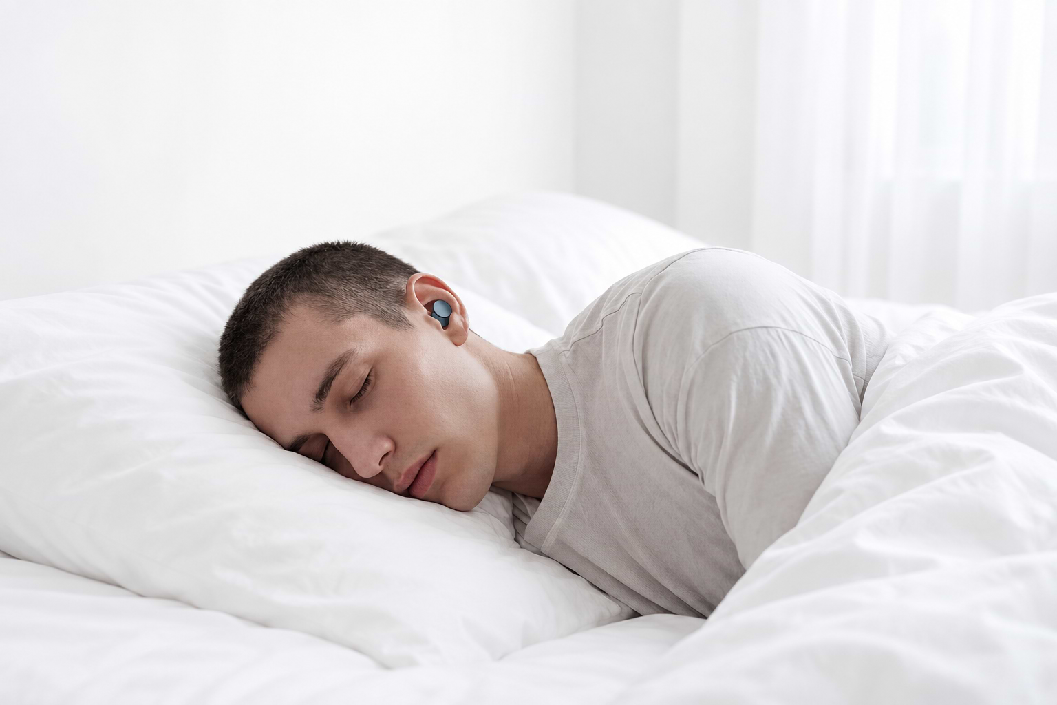 Low-profile silicone earplugs designed for side sleeping
