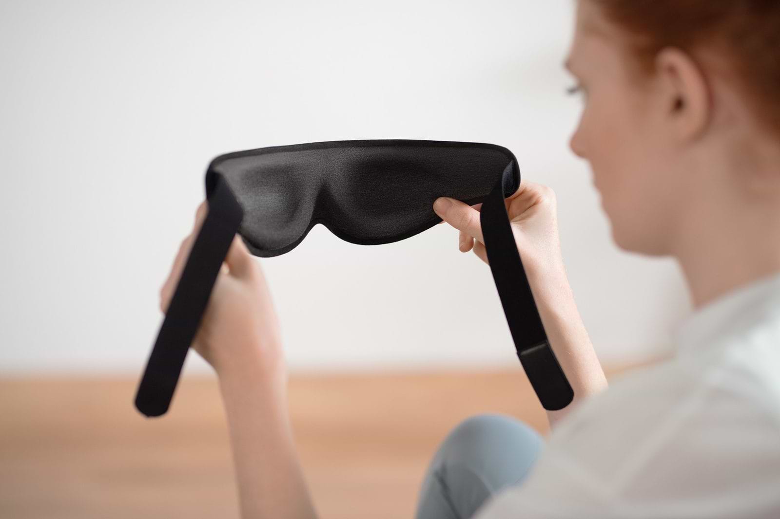 A close-up of the curves of a contoured sleep mask