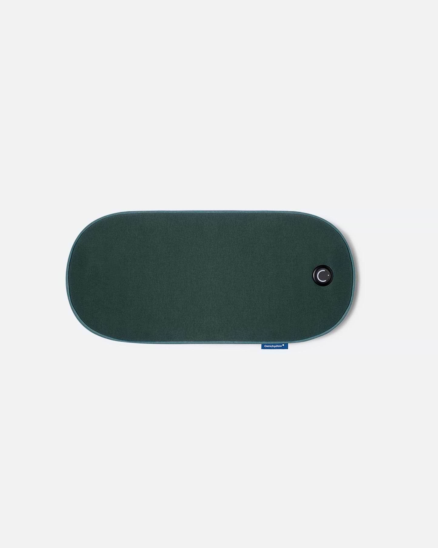 An e-commerce color variant selection card for the Embrace Heating Pad, showcasing the deep matte Pine Green option.