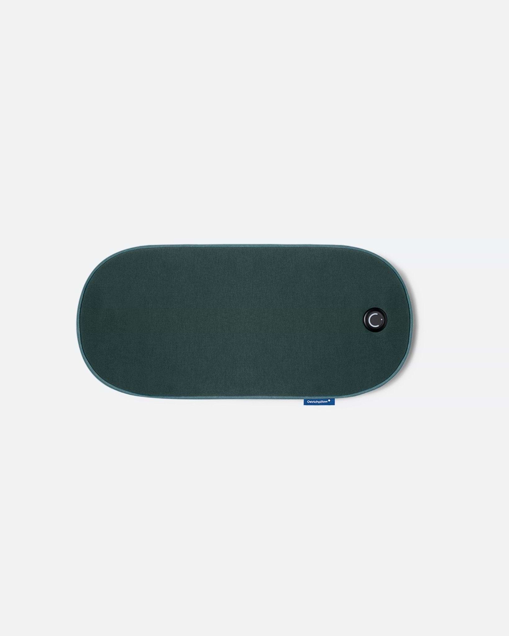An e-commerce color variant selection card for the Embrace Heating Pad, showcasing the deep matte Pine Green option.