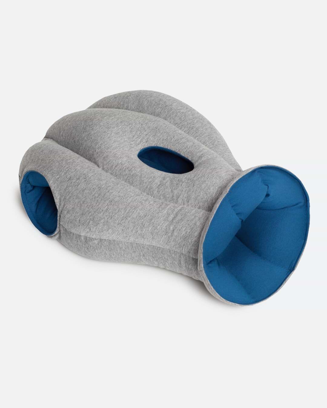 Color variant for the Original Napping Pillow, showcasing the 'Sleepy Blue' variant with a grey exterior contrasted by its blue interior lining.