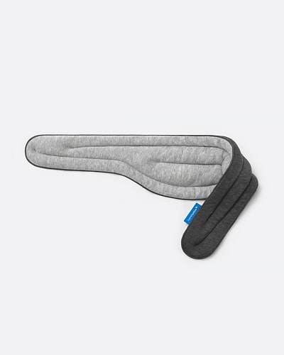 Heated Neck Wrap in the 'Midnight Grey' colorway, highlighting its light grey material on one face and a charcoal grey on the reverse.