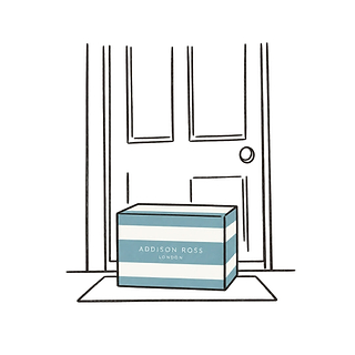 Illustration of an Addison Ross parcel delivered to a front door