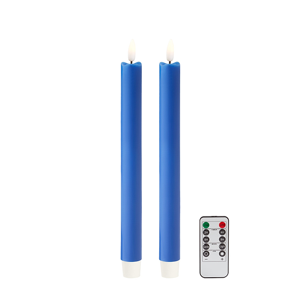Blue Wax LED Candles - Set of 2