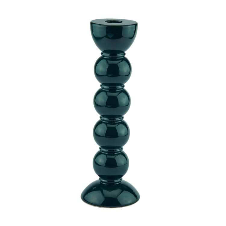 Vysoký závodní zelený paličkovaný svícen - 24 cm