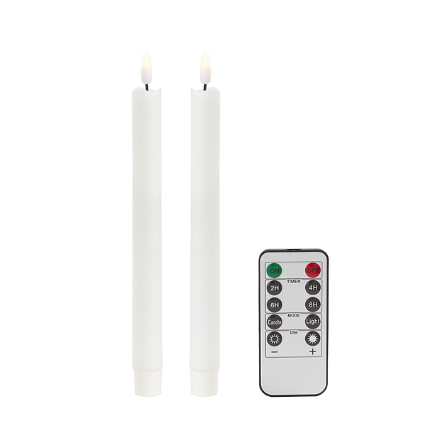 White Wax LED Candles - Set of 2