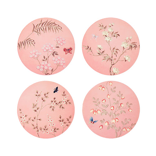 Rosa Chinoiserie-Untersetzer - 4er-Set
