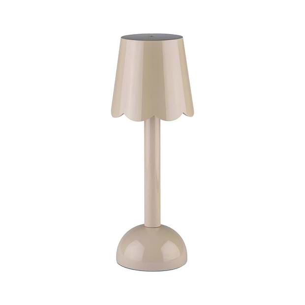 Blassrosa Lampe mit Muschelkantendetail – kabellose LED-Lampe
