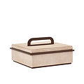 Kleine ecrufarbene Faux-Shagreen-Box