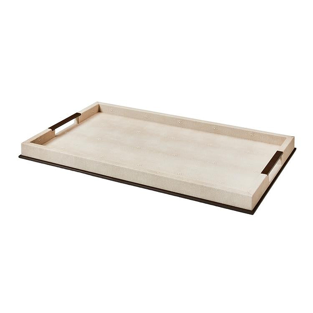 Großes Ecru-Shagreen-Tablett