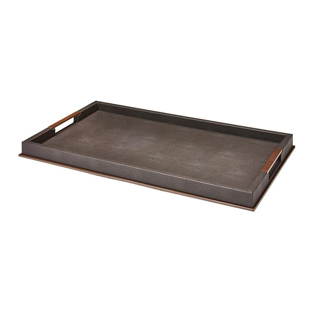 Großes Shagreen-Tablett in Anthrazit