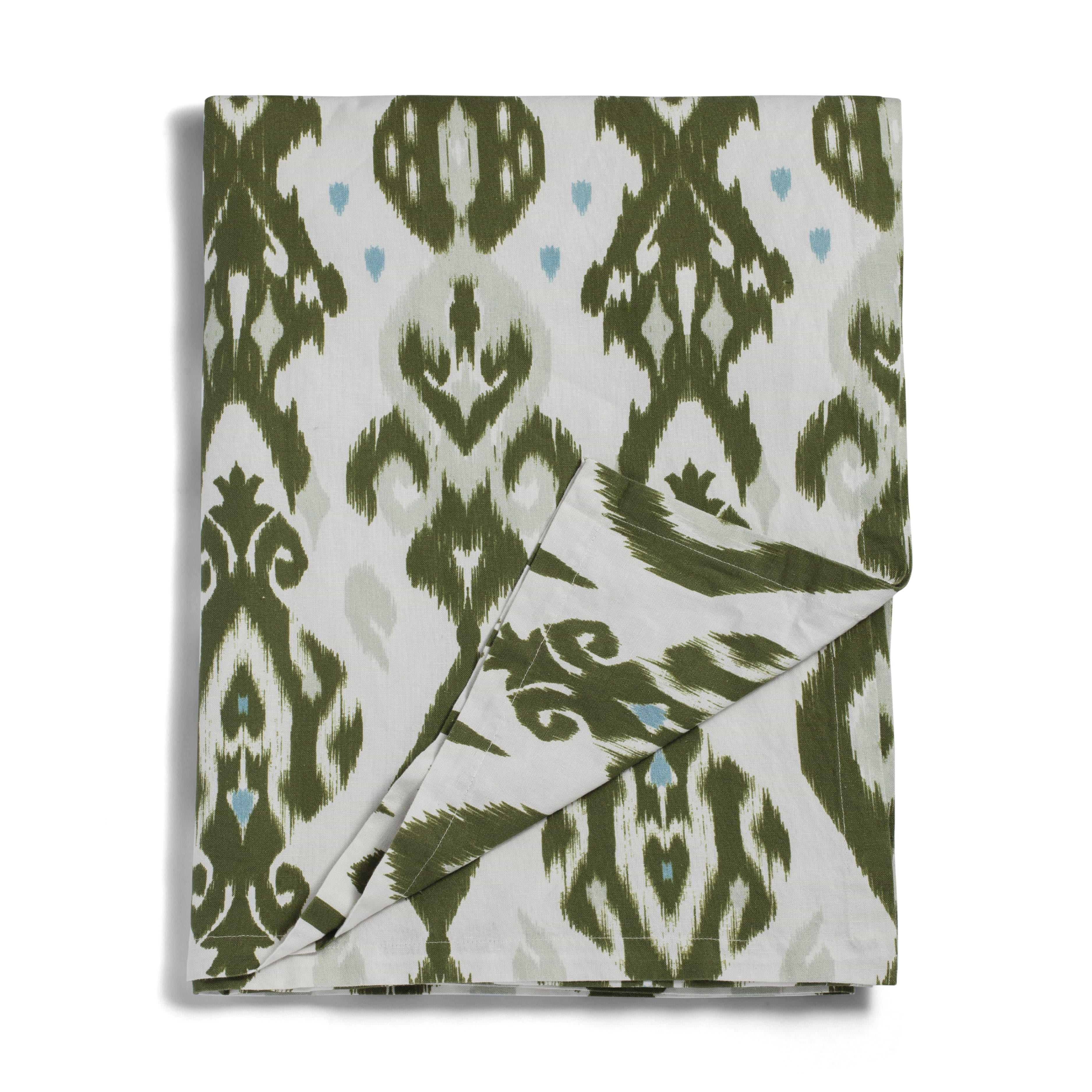 Ikat-Leinentischdecke in Khaki