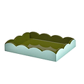 Eau De Nil & Khaki Lacquered Scallop Small Two-Tone Tray