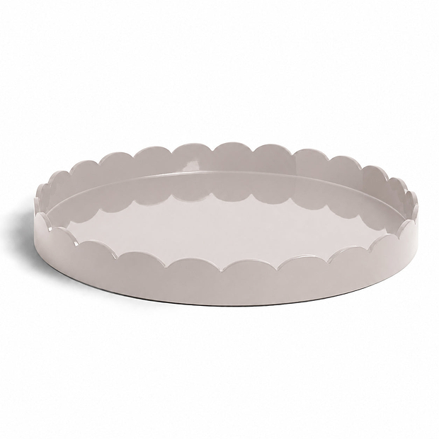 Cappuccino Round Large Lacquered Scallop Tray