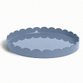 Chambray Blue Round Large Lacquered Scallop Ottoman Tray – Limited Edition