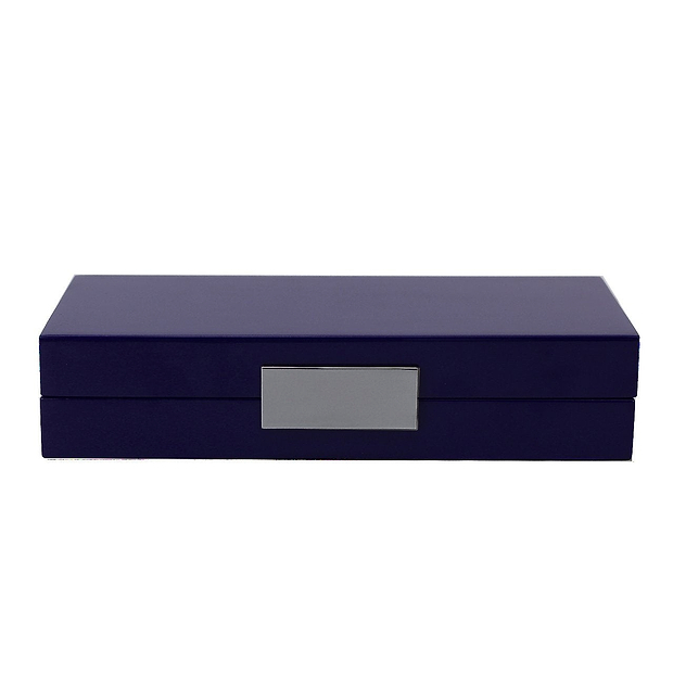 Navy Lacquer Box With Silver