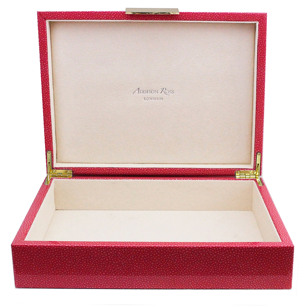 Large Pink Shagreen Lacquer Box with Gold