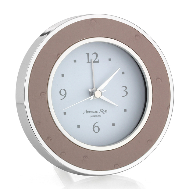 Blush Ostrich Silver Alarm Clock