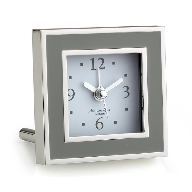 Taupe Enamel Square Silent Alarm Clock