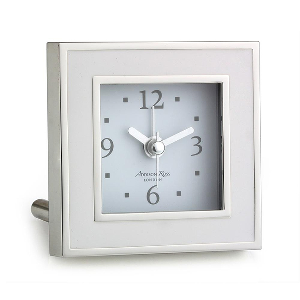 White & Silver Square Silent Alarm Clock