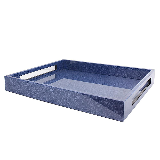 Blauw Shagreen medium gelakt dienblad