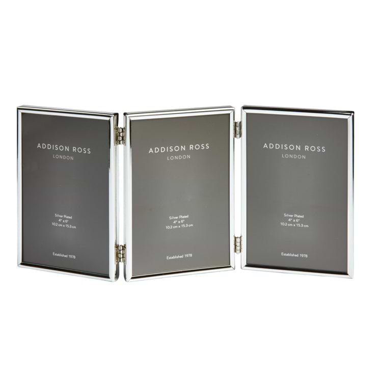 Fine Edged Silver Triple Photo Frame