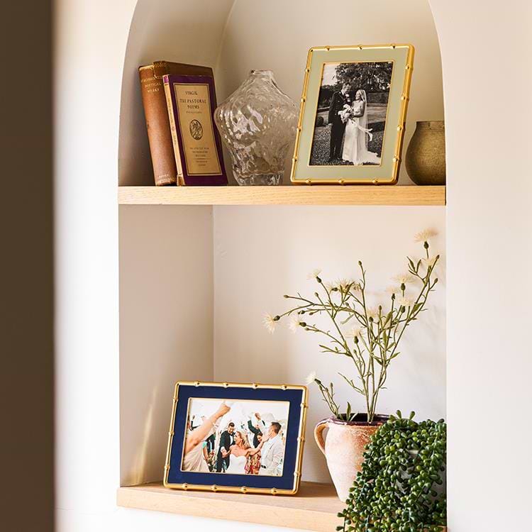 Navy & Gold Bamboo Enamel Photo Frame