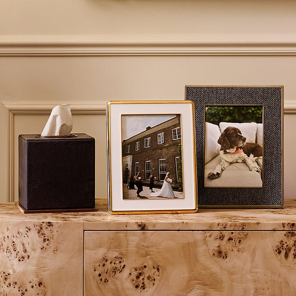 White Enamel & Gold Curve Frame