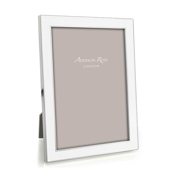 White Enamel & Silver Frame