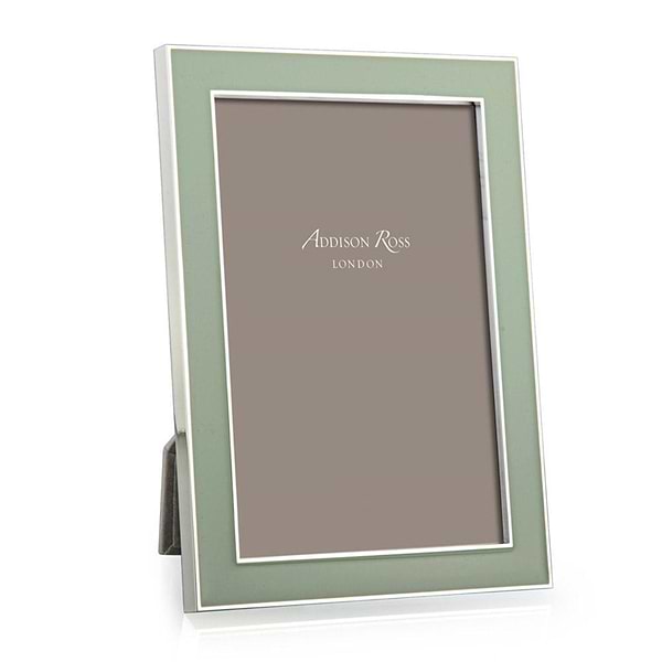 Pale Sage Green Enamel & Silver Frame