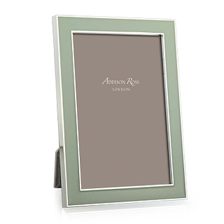Pale Sage Green Enamel & Silver Frame