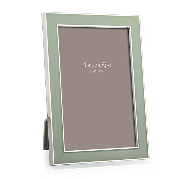 Pale Sage Green Enamel & Silver Frame